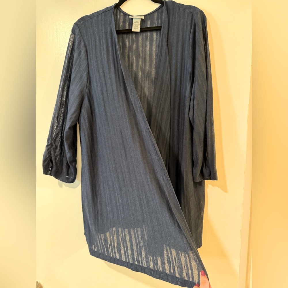 Catherines lightweight cardigan open front 22/24 in navy blue 3/4 sleeve - Picture 4 of 6